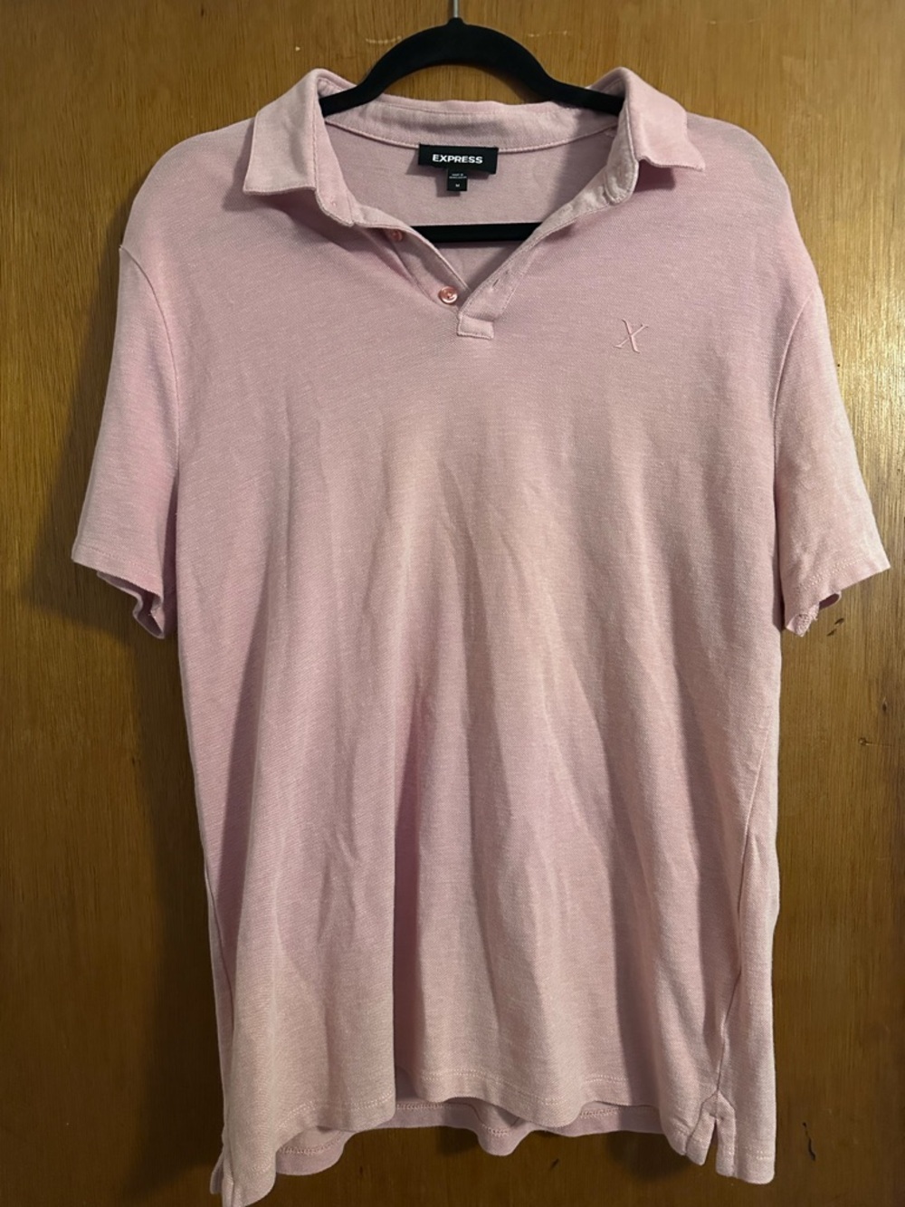Express Men's Light Pink Polo Shirt with Subtle Logo